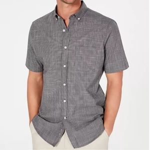 Gray Texture Check Stretch Cotton Button Down